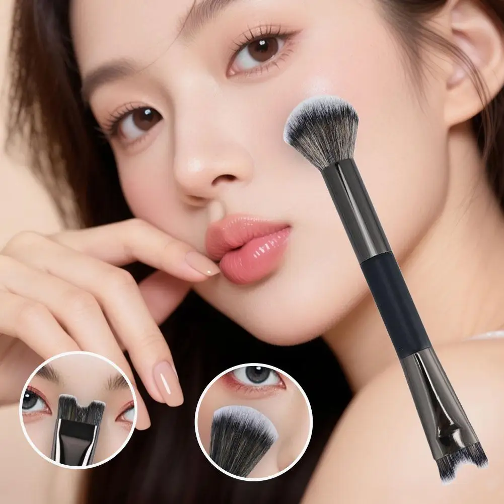 1 pçs pincéis de maquiagem em pó de precisão preto configuração compõem escova blush bronzer cabeça redonda rosto ferramentas cosméticas macio