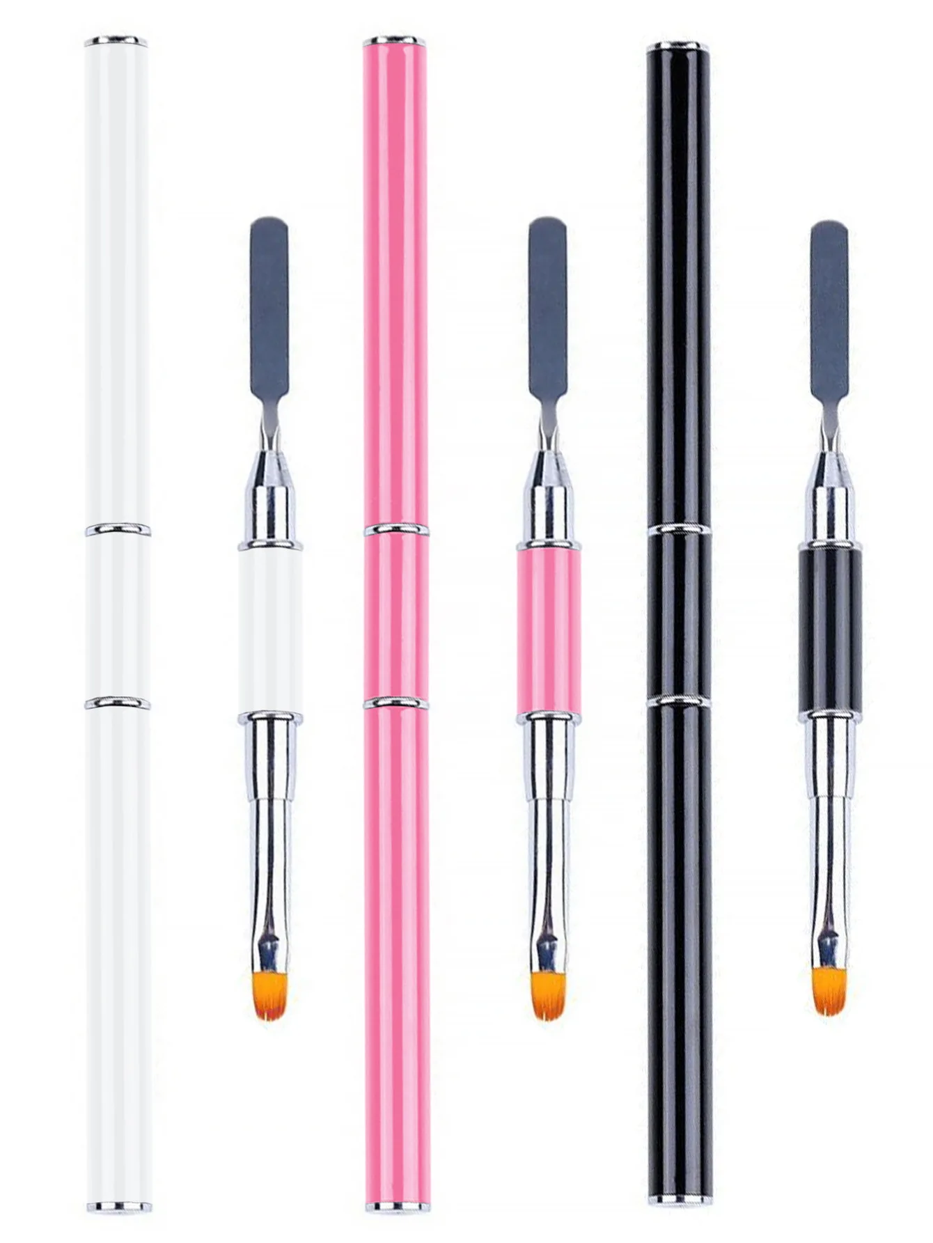 2 In 1 Design Stainless Steel Nail Art Brush And Spatula Classic Dual Ended UV Gel Brush Picker For Nails Extension Gel