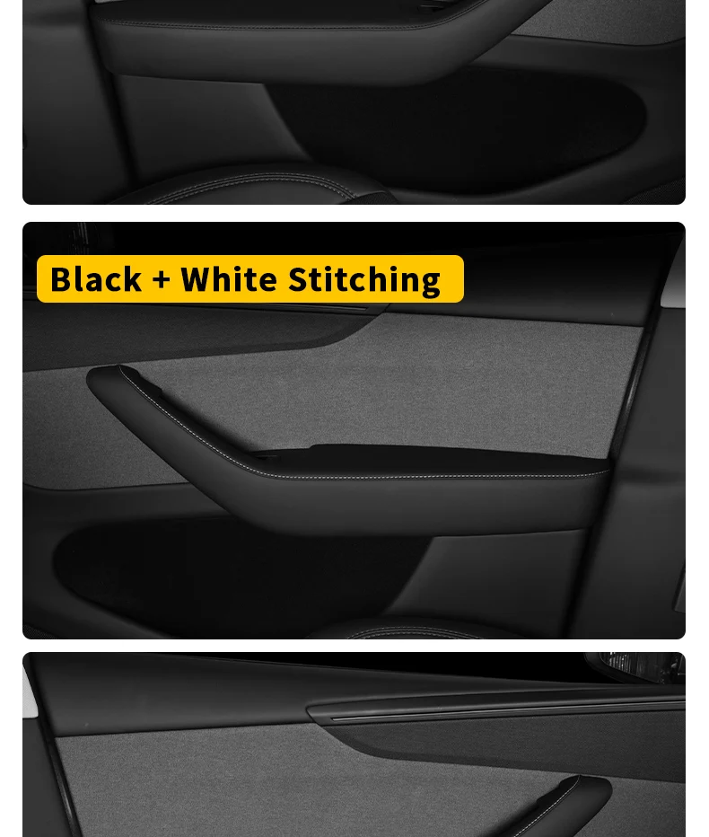 Originalfarbene Leder- und ABS-Türgriffschutzhülle für den Innenraum – Zubehör für Tesla Model 3 / Model Y / Model YL – Detail 16