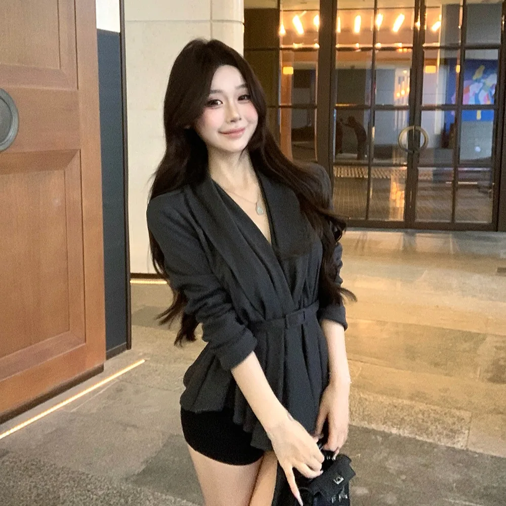 

Ele Шерстяное пальто с поясом Дизайн Осень Зима Новый Sle для женщин Модная верхняя одежда Pure Color Long Sve