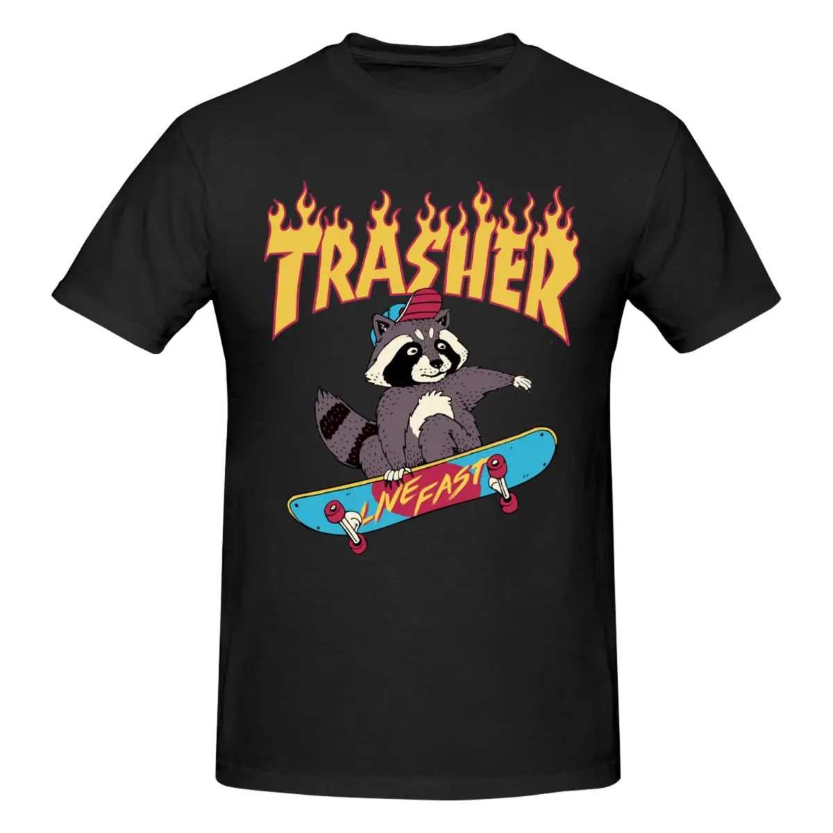 Hombres Opossum Skateboard Trasher divertido Possum Skater Kawaii camiseta Vintage tamaño grande cuello redondo manga de algodón camiseta personalizada hombres