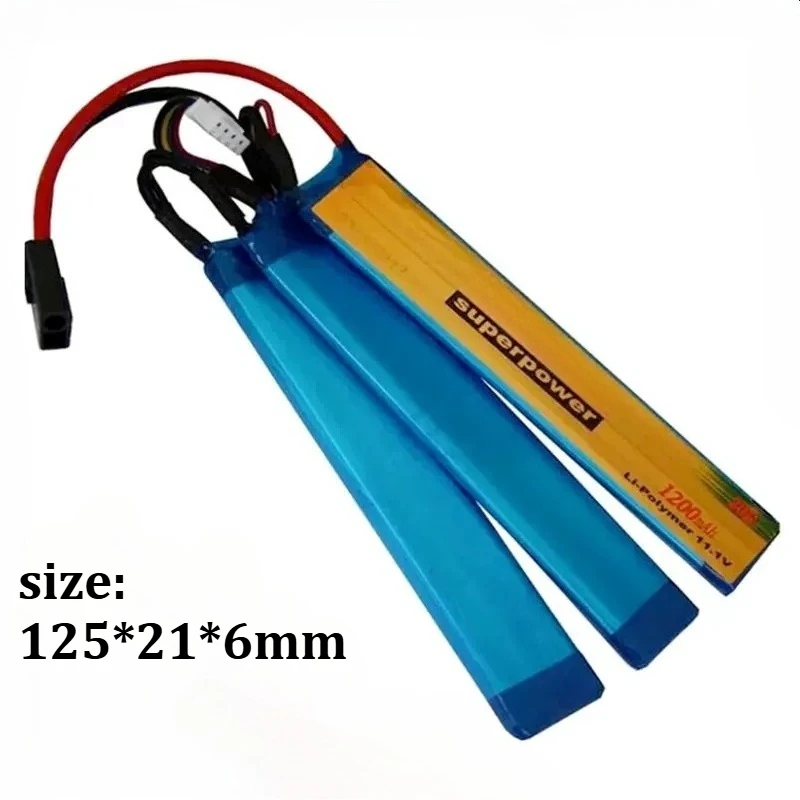 ل Firefox F4R12C ل Jinming 8th Gen Renxiang بنادق رصاصة ناعمة 11.1 فولت 1200 مللي أمبير 20C بطارية ليثيوم بوليمر حزمة ثلاث قطع