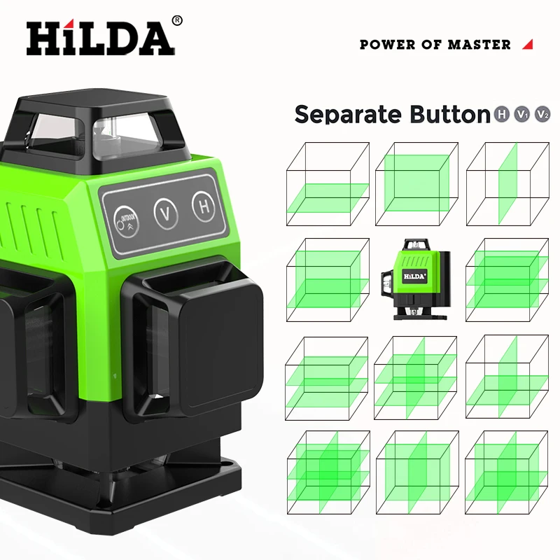 Laser Level Mini 12/16 Lines 3D/4D Self-Leveling 360 Horizontal And Vertical Cross Super Powerful Green Portable Laser Beam Line