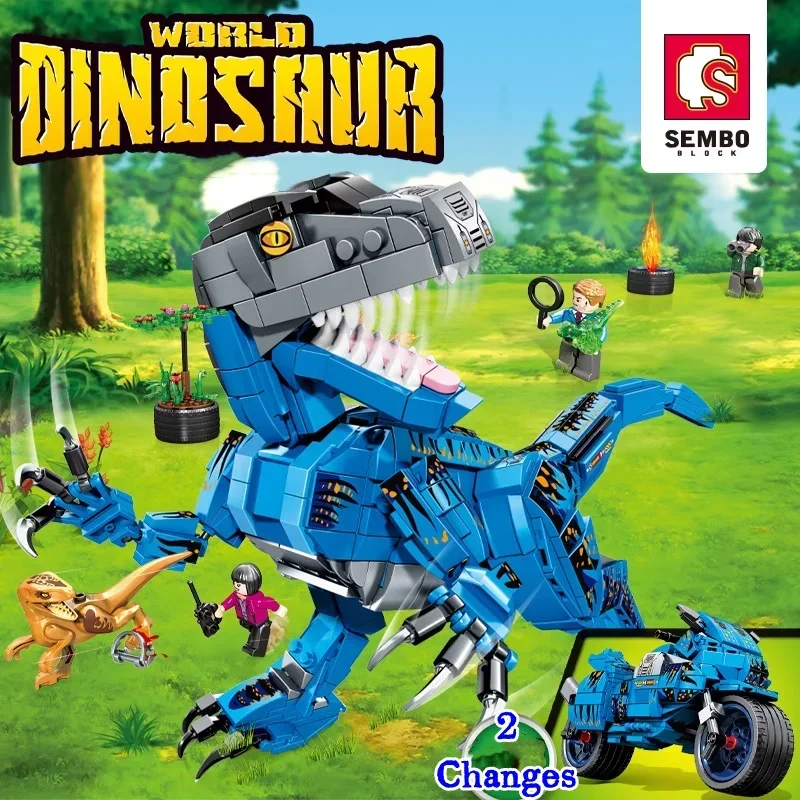 

SEMBO dinosaur building blocks Velociraptor model ornaments childrens toys fun assembled figures Kawaii Christmas birthday gifts