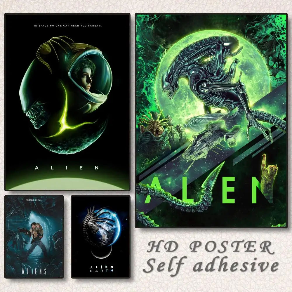 

Classic Sci-Fi Alien Movie Painting Calligraphy Frameless Canvas Wall Art Perfect for Kitchen Bathroom Home Decor