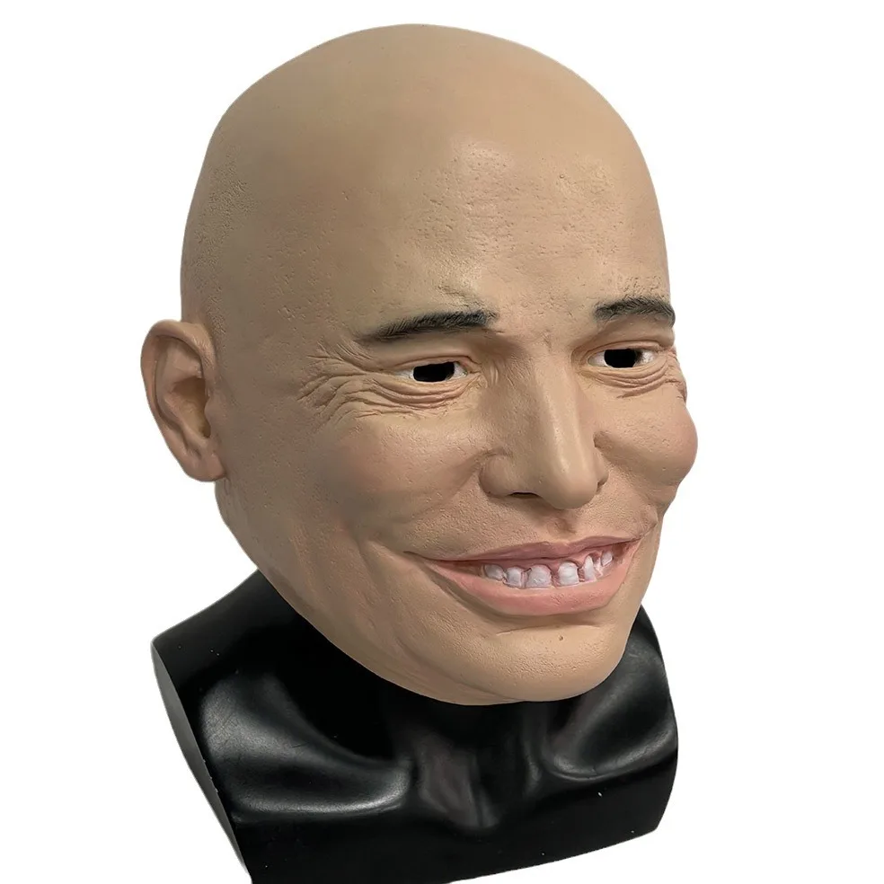 Realistische Glatzkopf-Latexmaske für Männer mit menschenähnlichem Lächeln, Gesichtsmaske für Erwachsene, Halloween-Cosplay, Maskerade-Party-Kostüm, Scherzartikel – Detail 5