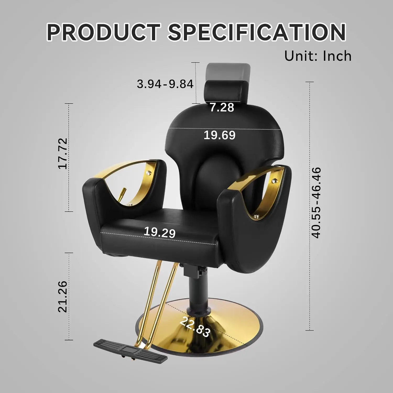 

Chair Salon Chair for Hair Adjustable Hair Chair with-Function Shampoo Tat