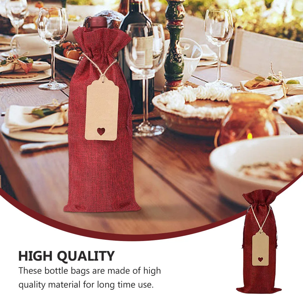 

12 Sets Bottle Cover Decorative Linen Red Fine Craftsmanship Vibrant Colors Ideal Christmas Birthday Anniversary