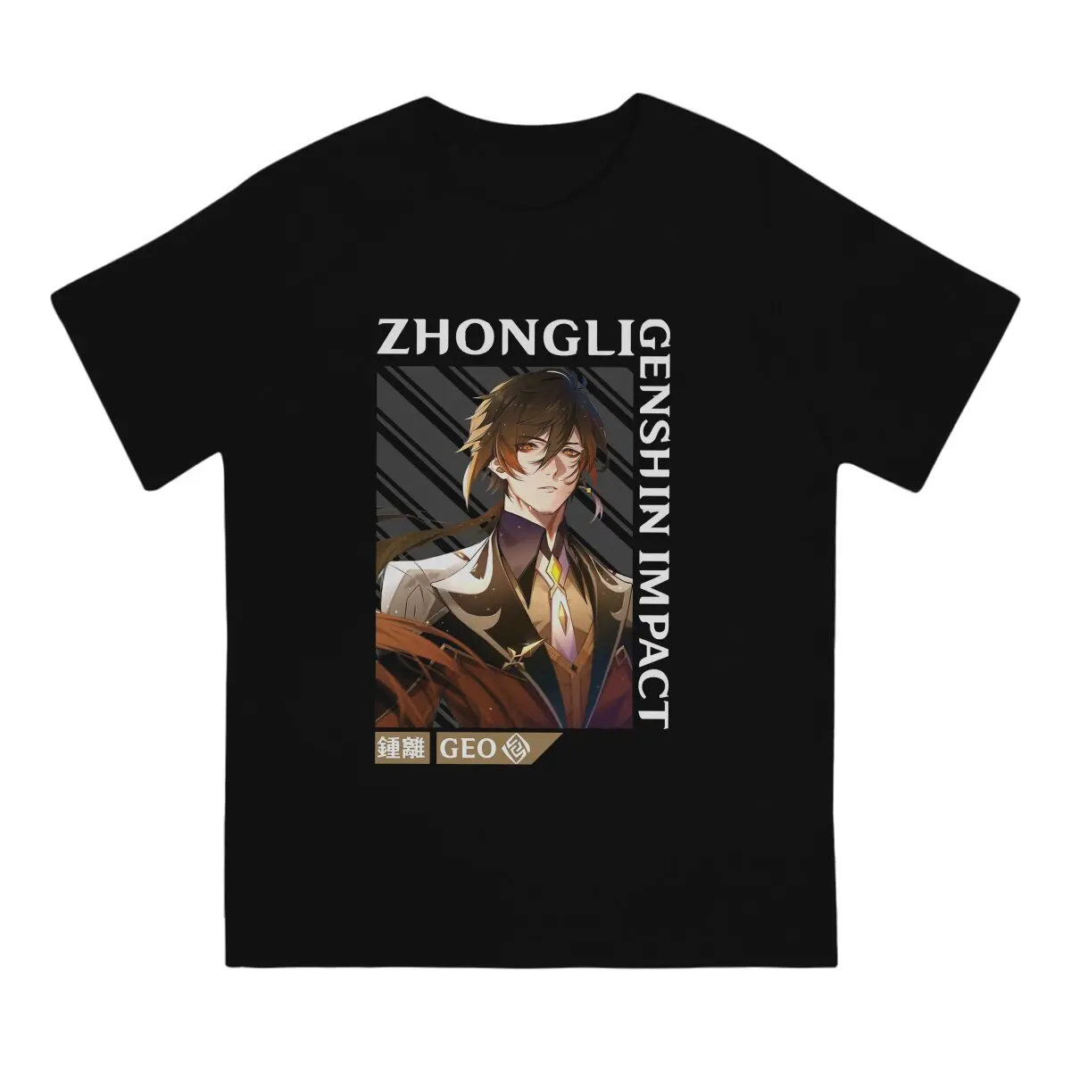 Zhongli T-Shirt Men Genshin Impact Game Novelty 100% Cotton Tees Crewneck Short Sleeve T Shirts Gift Idea Clothes