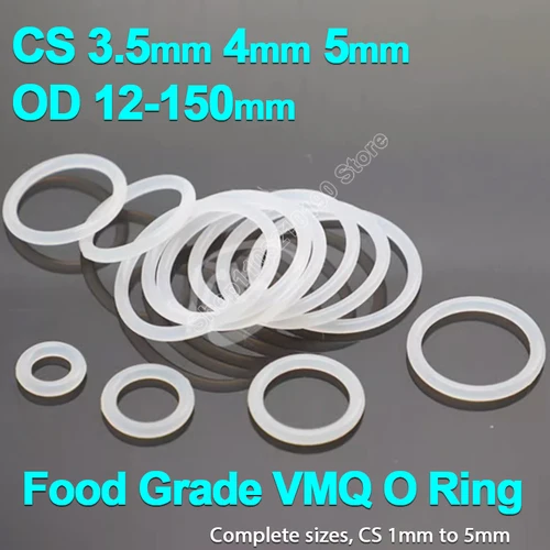 Imagen 1 del producto Junta tórica de silicona de grado alimenticio blanco CS 3,5 4 5mm arandela impermeable goma VMQ juntas tóricas anillo de silicona OD 12 14 15 16-150