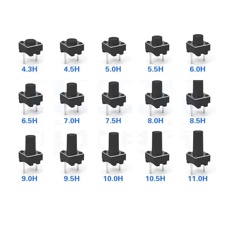 Tact Push Button Switch 12V Copper 2PIN DIP2 SMD Micro Switch 6X6X5 4.3 5 5.5 6 7 8 9 10 11 12 13 15MM TV Toys home use Button