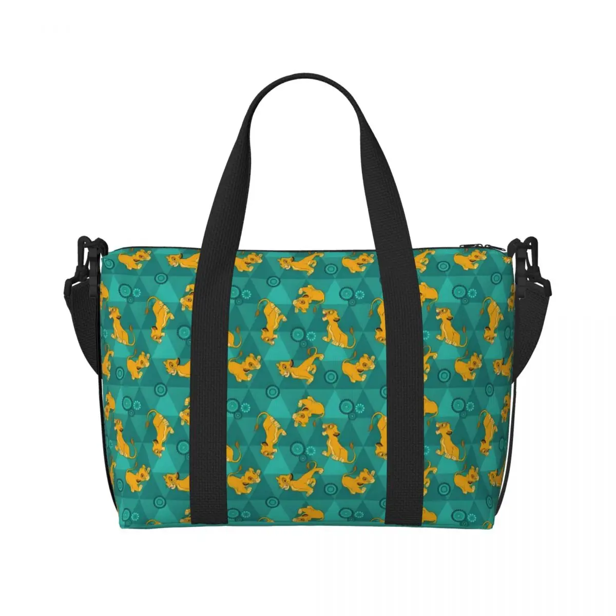 Custom The Lion King Tote Bag Women Large Capacity Simba Cartoon Gym Beach Shoulder Travel Bag