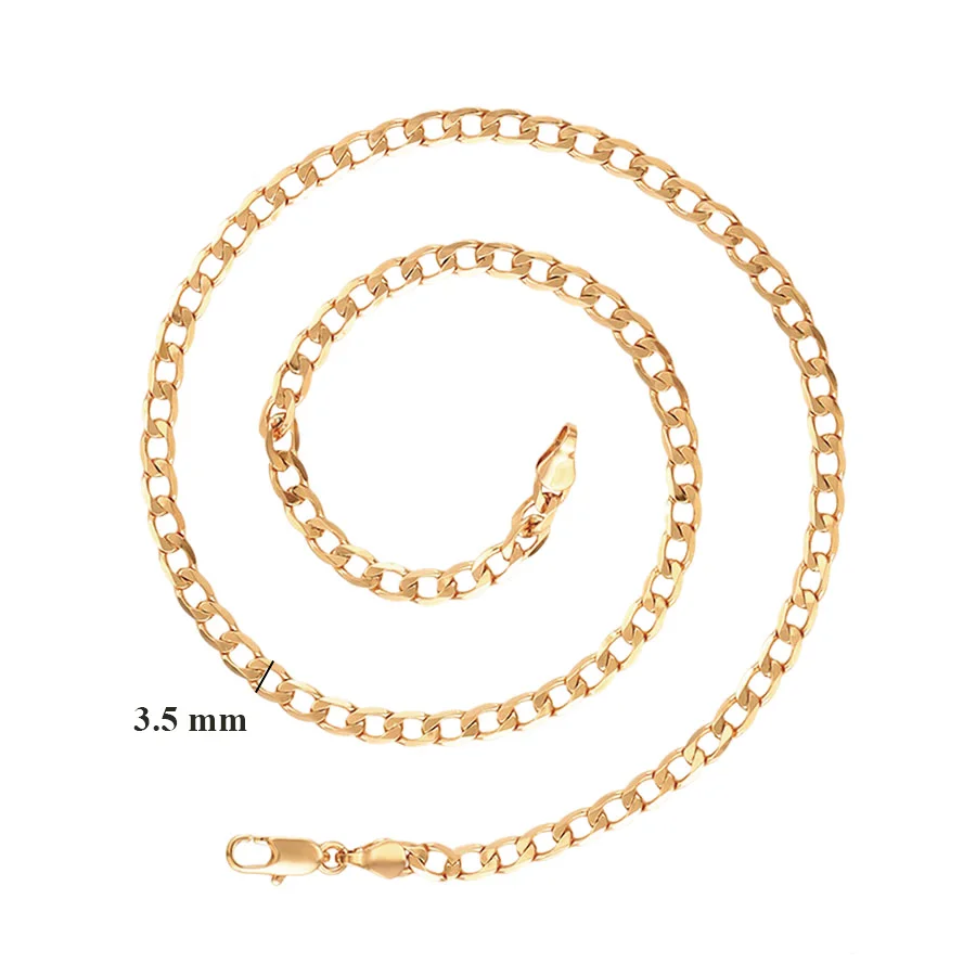 MxGxFam (3.5mm x 45/50/60cm )Figaro 1:1 NK Chain Necklace For Women Men 14 K Light / 18 K / White Gold Plated Fashion XP Jewelry