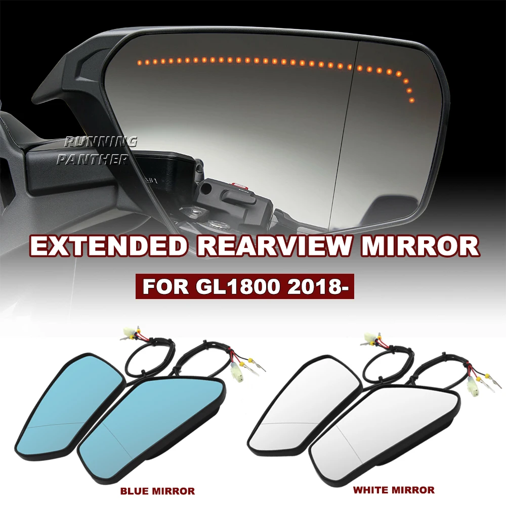 

For Honda Gold Wing Tour DCT Airbag 2018-2025 Motorcycle Extended Convex Mirrors With Sequential Turn Signals rearview mirror