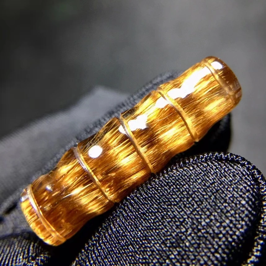 

Natural Copper Rutilated Quartz Pendant Necklace Bamboo Yellow Rutilted 28.7*8.6*8mm Women Men Jewelry AAAAAAA