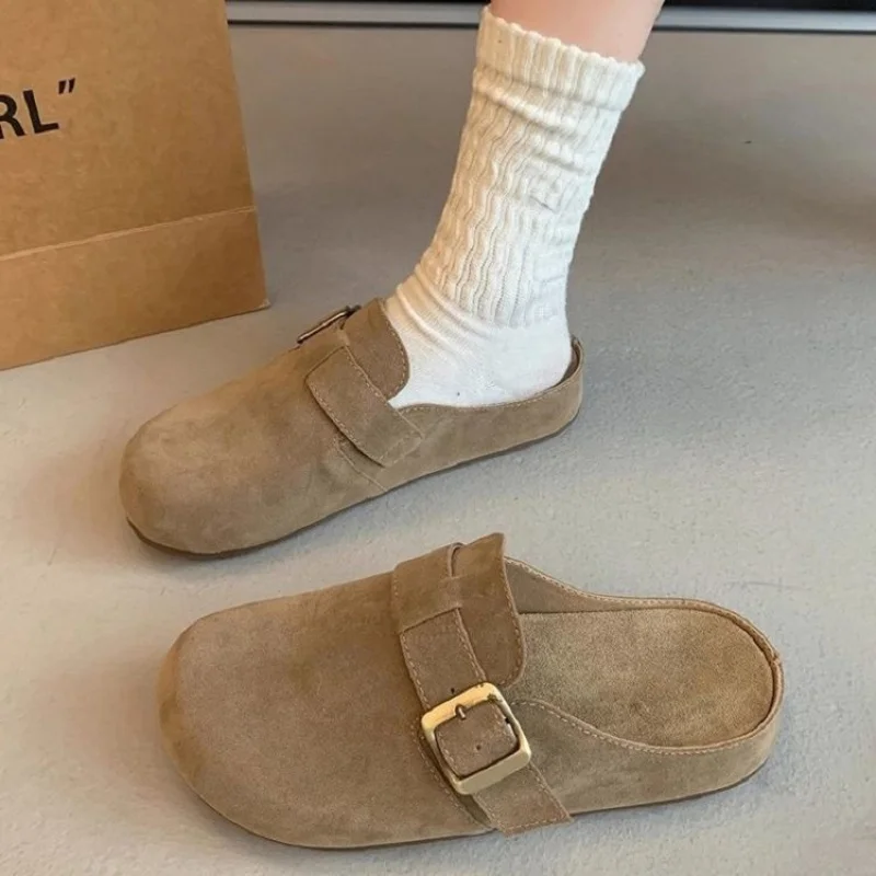 

New Spring and Autumn Classic Closed-Toe Mule Shoes for Women Flat round-toe slip-on shoes Comfortable and versatile for outdoor