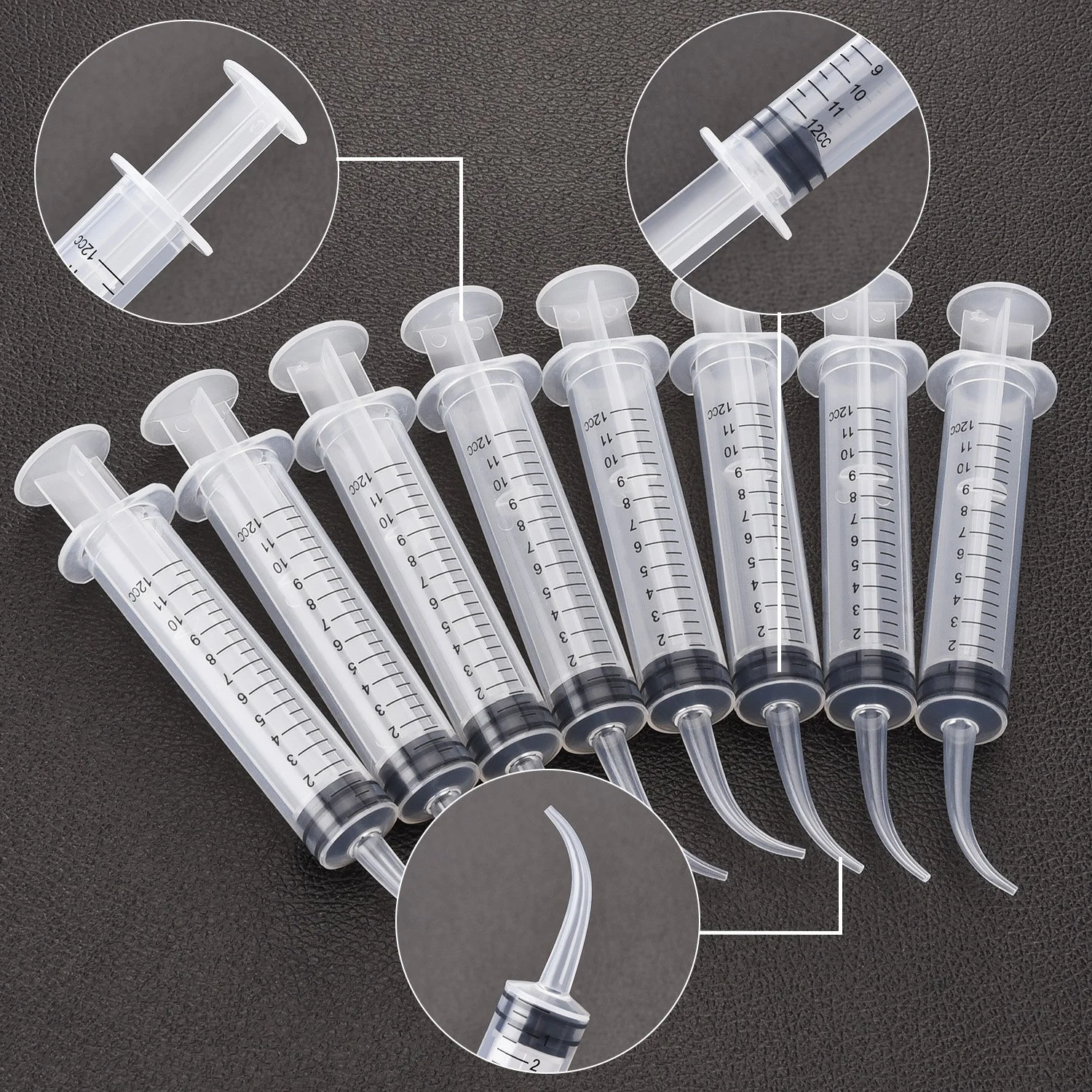 Disposable 12cc Dental Syringe Dental Irrigation Syringe with Curved Tip, Tonsil Stone Squirt Mouthwash Cleaner with Measurement