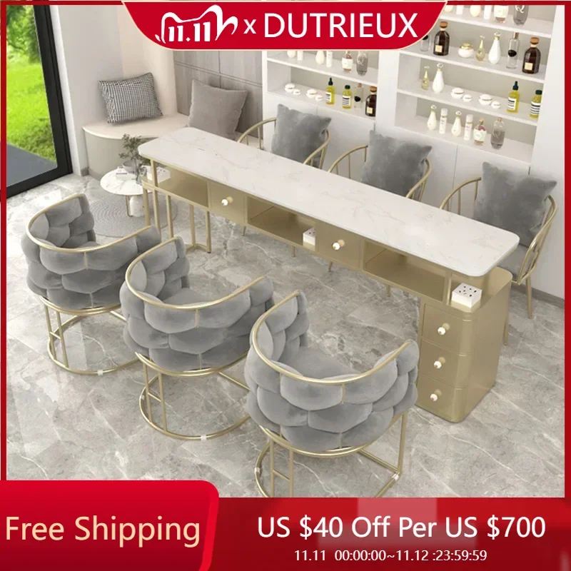 

Luxury Art Nail Desk Salon Makeup High Quality Reception Manicure Table Mesa Modern Nordic Tavolo Per Unghie Salon Furniture