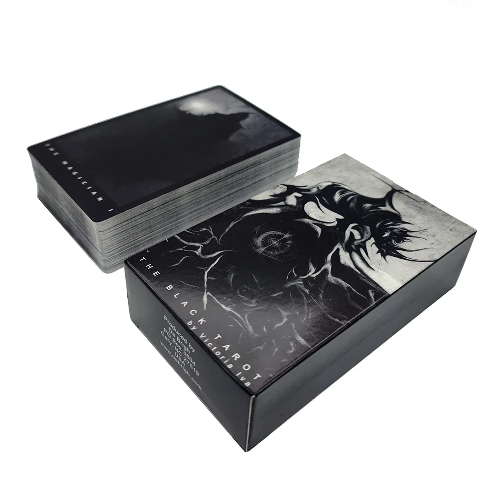 Large Size Sturdy Deck The Black Divination Tarot Deck - Featuring Gothic Artwork and Intuitive Symbolism with Guide Book