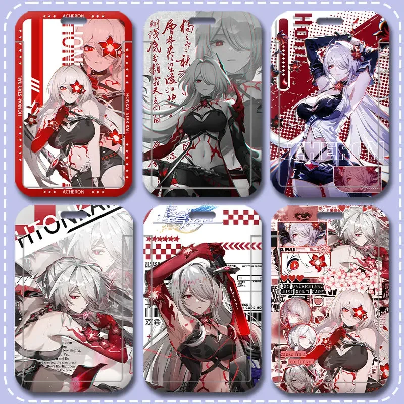 Anime Game Honkai:Star Rail Acheron Illustration Business Retractable Credit Card Holders Bank ID Holders Bus Card Cover Cases