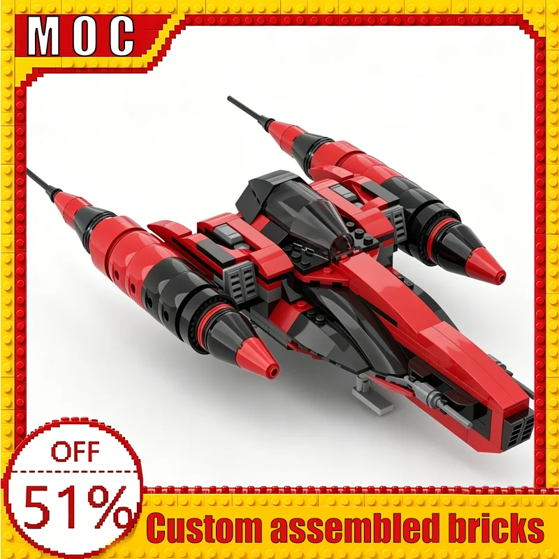 401PCS Starbolt Interceptor V2 Sci‑Fi Custom Starfighter MOC Model Building Blocks DIY Assembly Educational Learning Xmas Gift
