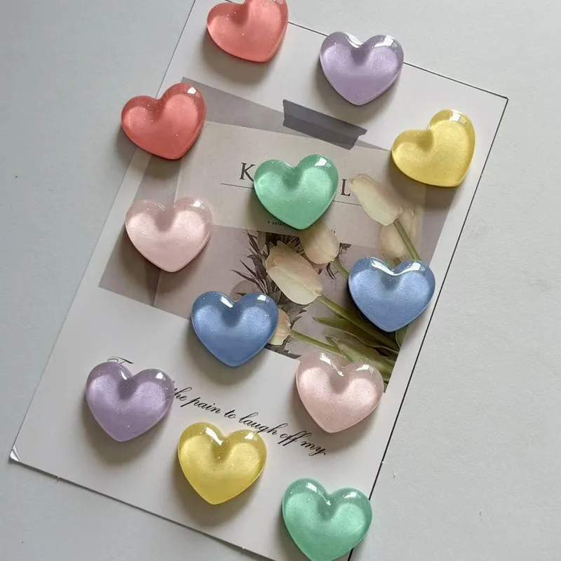 6pcs Colorful Heart-Shaped Fridge Magnets Set Cute Funny Decorative Refrigerator Magnets Decorative Refrigerator Sticker Magnets