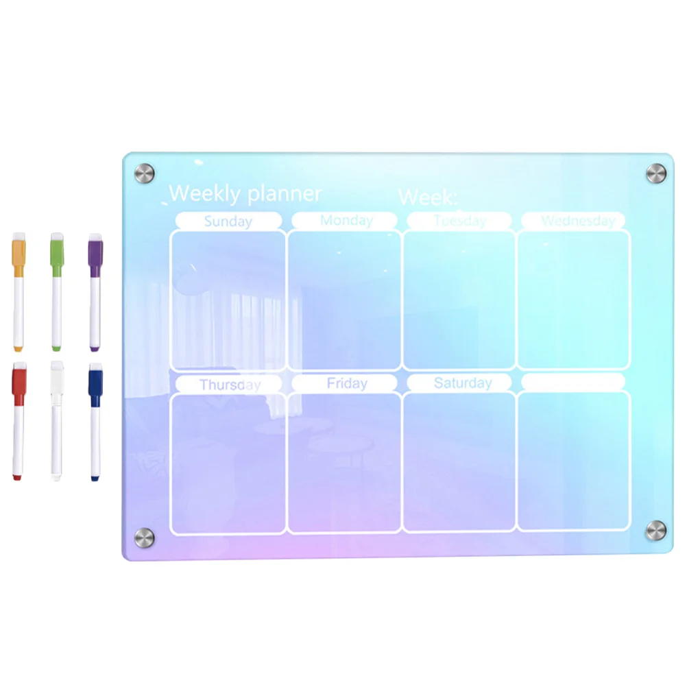 

1Set Magnetic Acrylic Dry Erase Weekly Planner Board Desktop Message Board to Do List Reminder for Kitchen Home