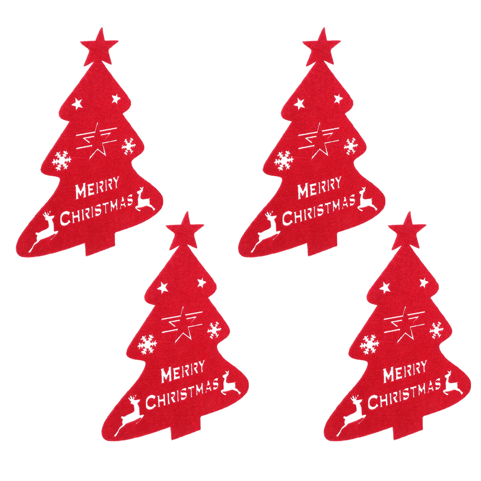 

4Pcs Christmas Tree Cutlery Holder Felt Silverware Sleeves Festival Table Decoration for Xmas Party Supplies Xmas Cutlery Holder