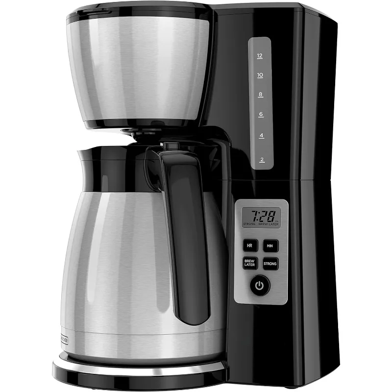 Caffettiera termica programmabile da 12 tazze con resistenza e tecnologia alla birra, nero/acciaio, CM2046S