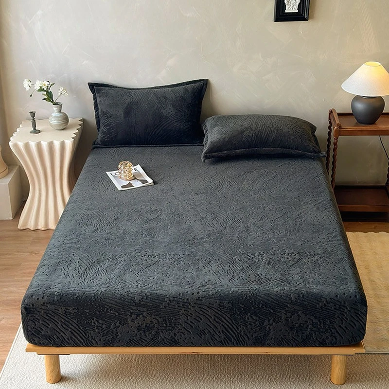 2026 New Milk Velvet Fitted Sheet Simple Style Soft Comfortable Bed Cover for Bedroom Guest Room Home Textiles 120x200cm Кровать