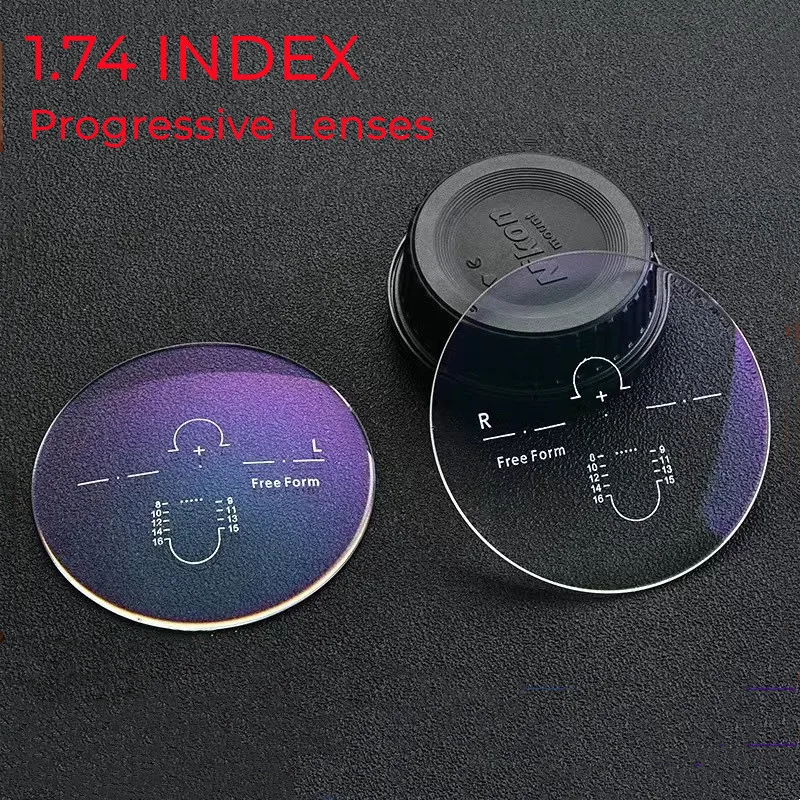 1.74 Index Free Form Multi Focal Progressive Lenses Thinnest Glass Anti Reflecion/Scratch Great Hardness