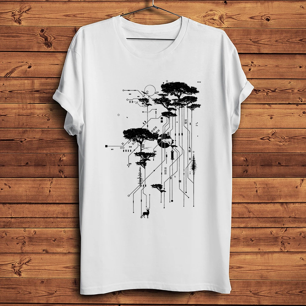 PCB Style Forest Circuit Funny Geek TShirt,homme Short Sleeve Casual Tee,Unisex Geeker T-Shirts,Breathable Print,Streetwear
