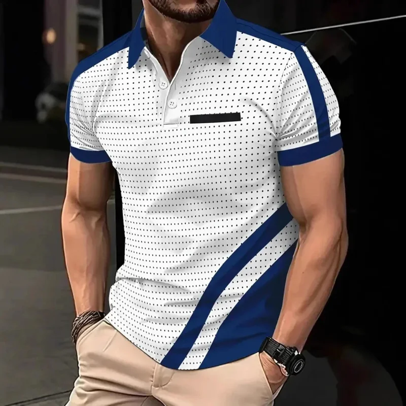 Summer Fashion men's Printed Polo Shirt With Loose Sport buttons, Suitable For Polo Tops From Chinese mainland. Multi-functional