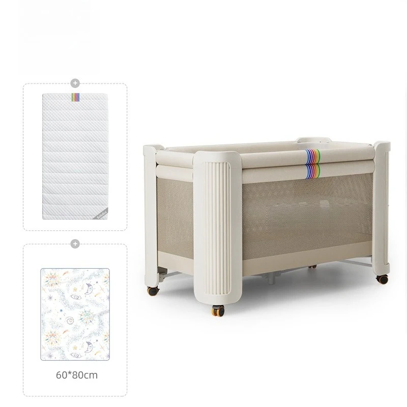 

Crib Splicing Queen Bed Newborn Bed Multifunctional Movable Children's Bed Crib