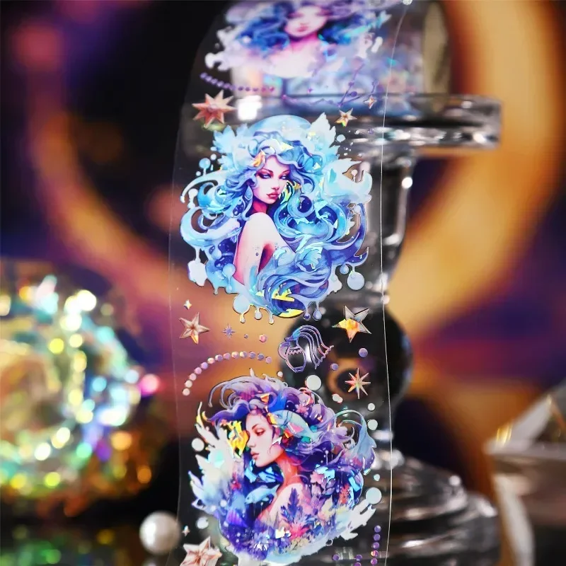 1Roll 2M Tape PET constellation goddess record series Decoration light handbook material loop paste Diary Scrapbook 50mm*2M