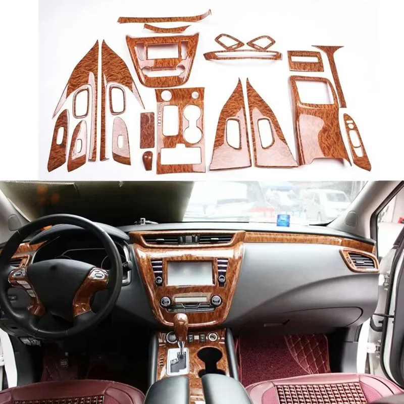 For Nissan Murano 2015 2016 2017 2018 2019 Wooden Color Gear Panel Steering Wheel Window Lift Air Vent Car Interior Accessories