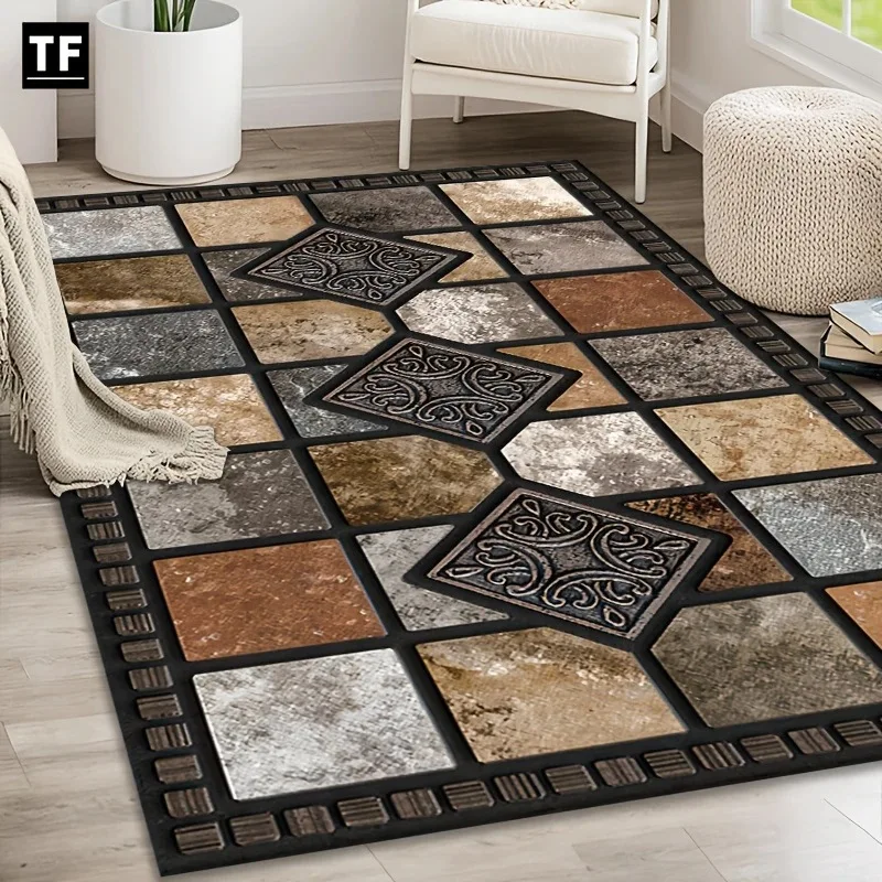 VIKAMA Modern Minimalist Rug - Stain-Resistant and Non-Slip Bedside Mat for Bedroom Living Room Sofa Rug Home Decor