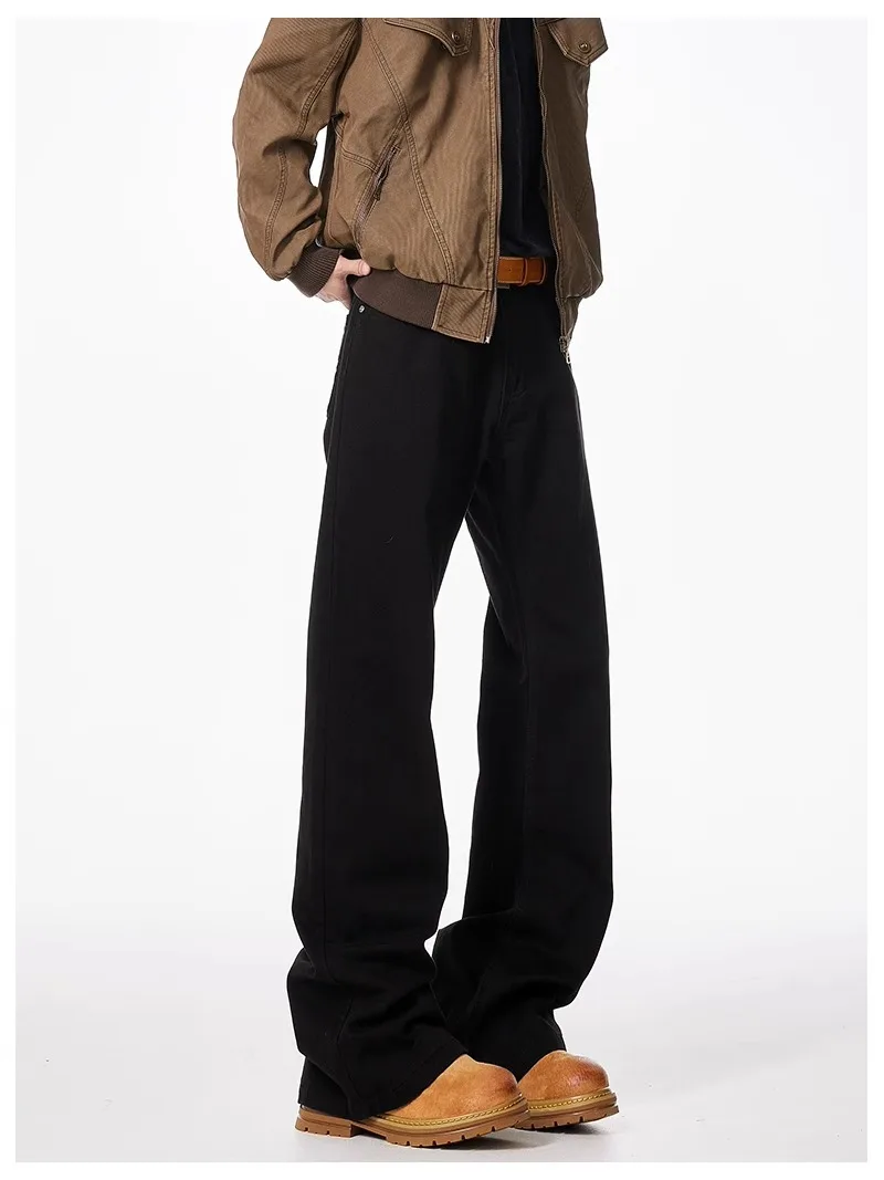 مضيئة السراويل الرجال جان عالية الخصر الدنيم غسلها الجينز مستقيم بانت الكاحل طول عادية تقسم المتعثرة الصلبة سستة يطير #6