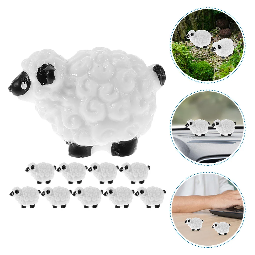 10 Pcs Micro Landscape Ornament Herd of Sheep Ornaments Miniature Garden Animals Figurines for Outdoors Lawn Statues Goat