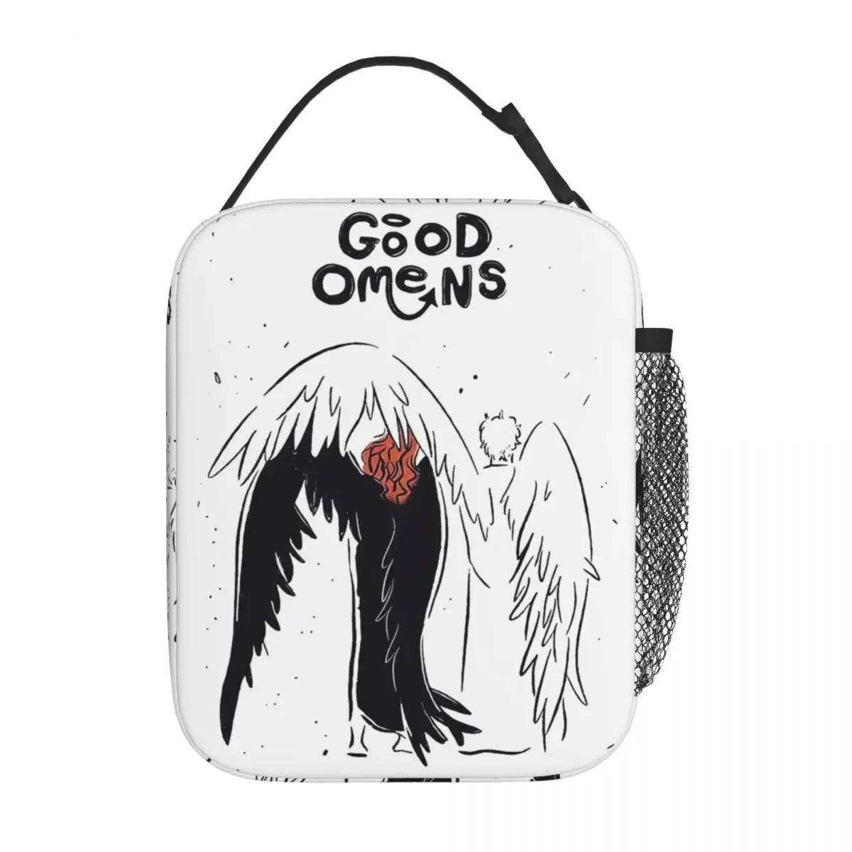 Angel And Demon Good Omens Insulated Lunch Bag High Capacity Meal Container Thermal Bag Tote Lunch Box Work Food Storage Bags