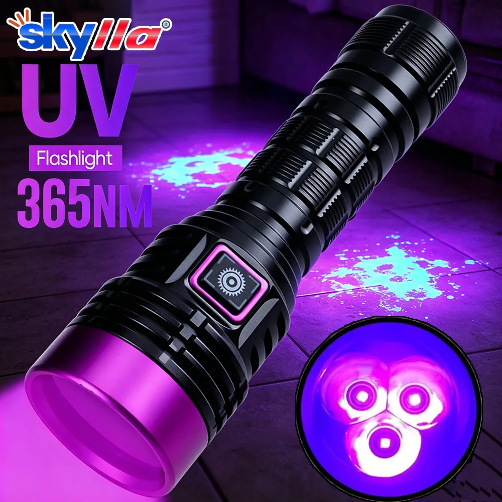 lanterna-uv-365-395nm-zoom-type-c-usb-recarregavel-luz-preta-para-identificacao-deteccao-de-urina-de-animais-de-estimacao-escorpion-com-bateria