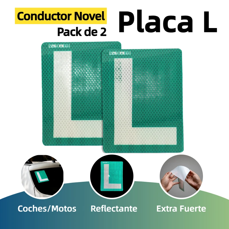 

2 Pack Durable Self-Adhesive Car Sticker Driver Sign Plate Waterproof Letter L Shape Protect Car Paint
