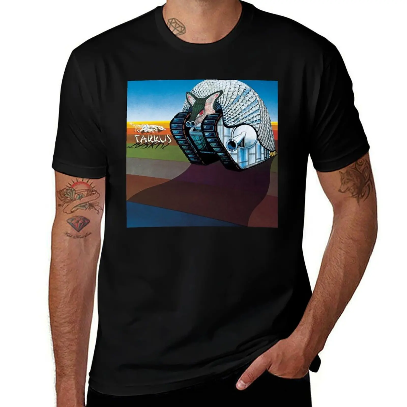 

Emerson Lake and Palmer - Tarkus T-Shirt man graphic t shirt cotton t shirts man 100% t shirts for man graphic vintage T-Shirt