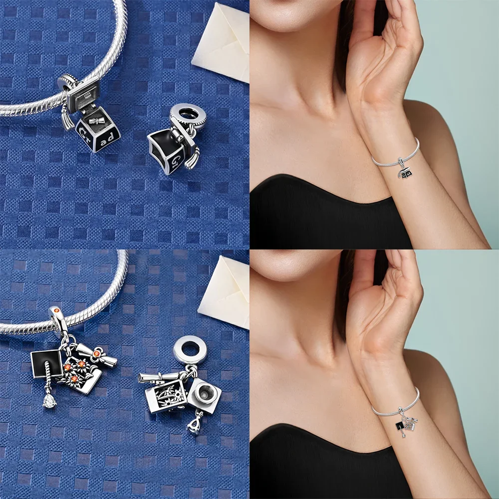 925 Sterling Silver Airplane Suitcase Charms Beads Fit Original Bracelets Bag Keychain Charm Bead Pendant Diy Women Jewelry Gift view 6