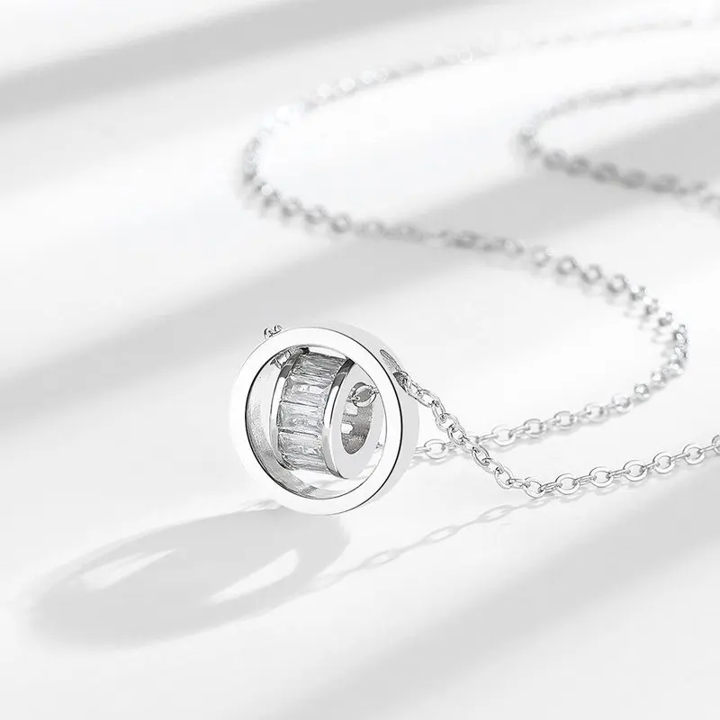 Korean version crystal transfer bead zircon necklace for ladies, fashionable and simple, locking neck chain