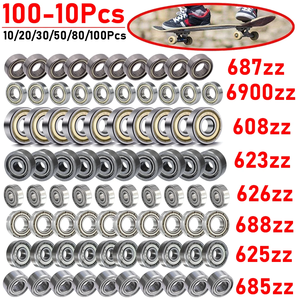 10-100pcs Ball Bearings 625zz 685zz 608zz 623zz 626zz Deep Groove Miniature Bearings for Skateboard Scooter 3D Printers Bearings