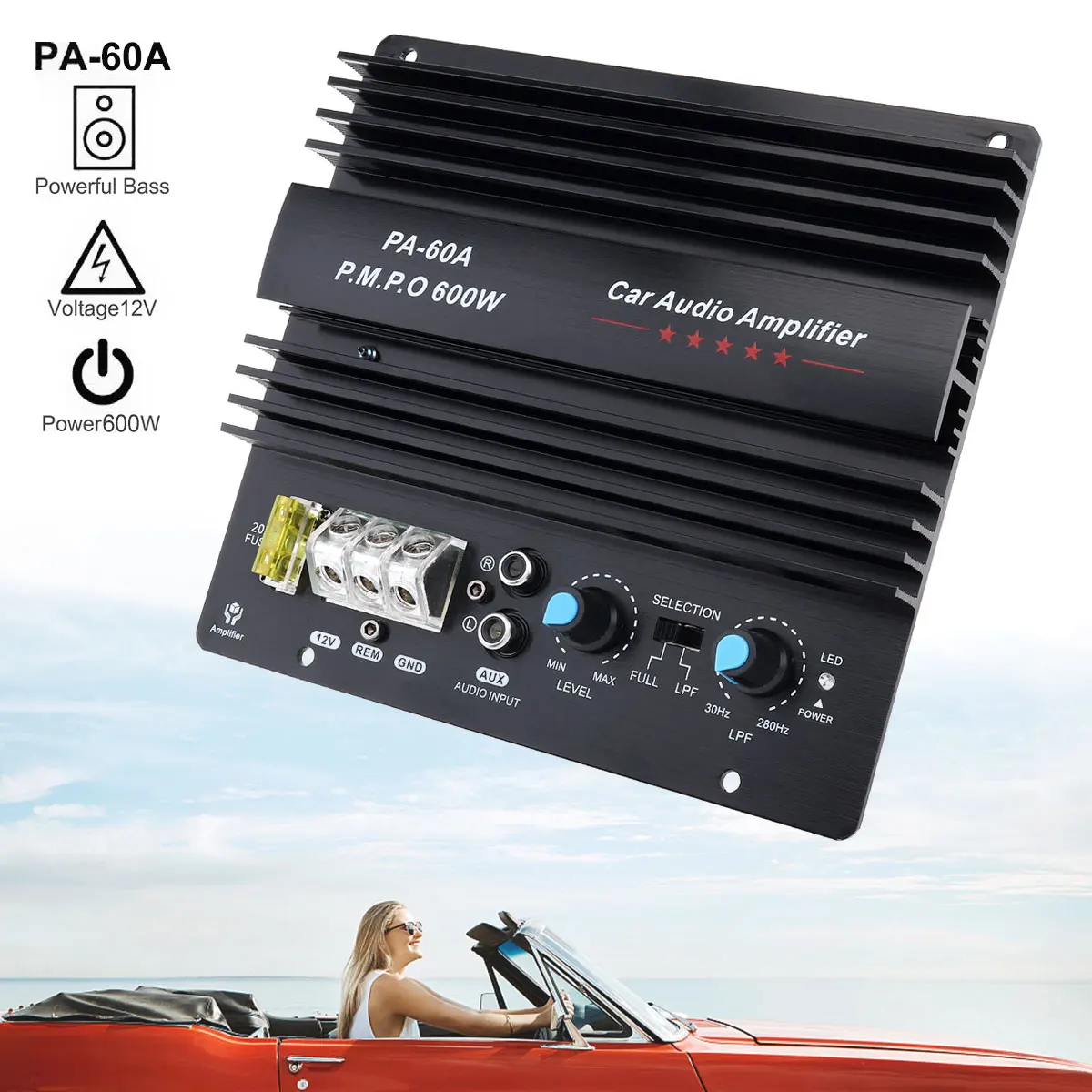 

12V 600W Car Audio Amplifier High Power Mono Channel Suoofer Board Speaker