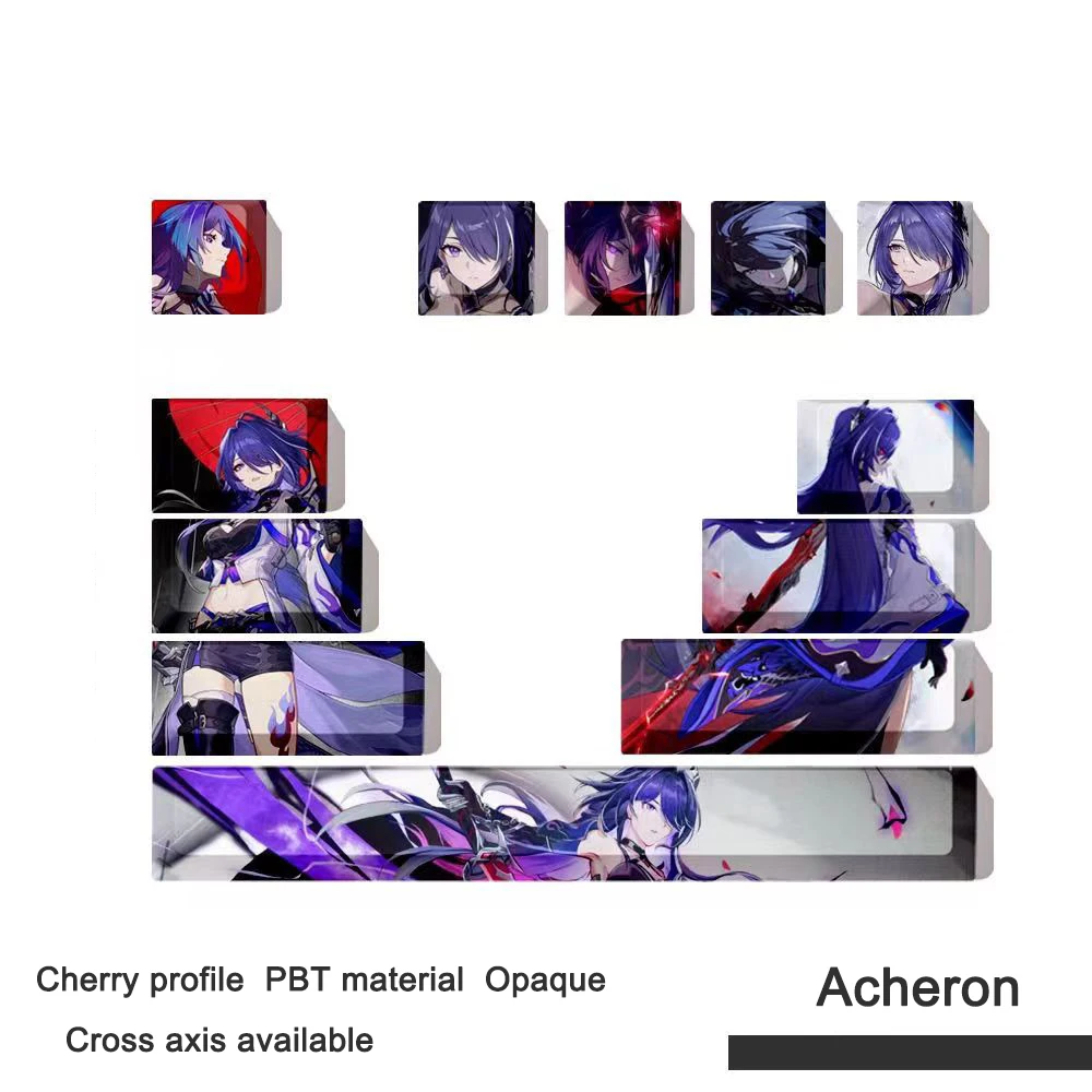 Honkai Impact 3 Keycap 12Key/Set Anime Character Sparkle Therma Sublimation Cherry Profile Mechanical Keyboard Supplement Keycap