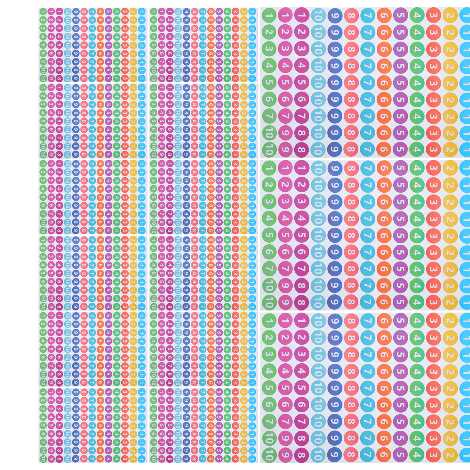 

50 листов круглых наклеек с номерами от 1 до 10 для печати, яркие цветные этикетки для кодирования, съемные самоклеящиеся круглые этикетки для столов и коробок
