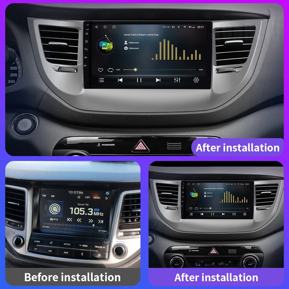 

SCARLIU 9" Android 14 Car Radio For Hyundai Tucson IX35 3 LHD 2015 2016 2017 2018 Multimedia Video Player Navigation GPS